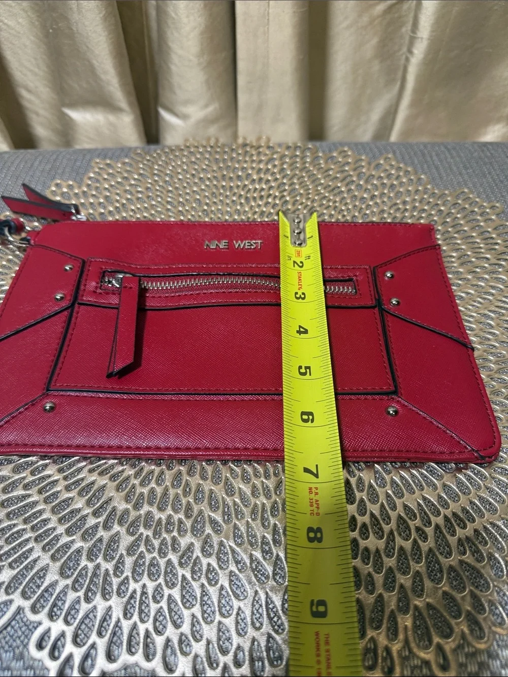 Nine West Red Wristlet Clutch with Front Zip Pocket